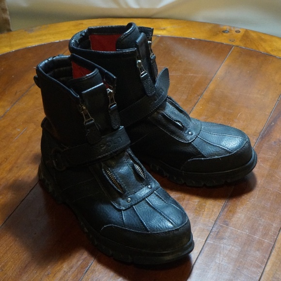 black polo boots with zipper